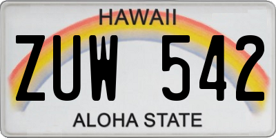 HI license plate ZUW542