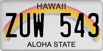 HI license plate ZUW543