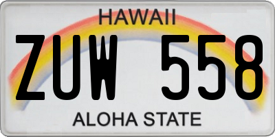 HI license plate ZUW558