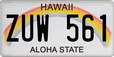 HI license plate ZUW561
