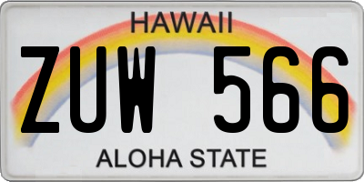 HI license plate ZUW566