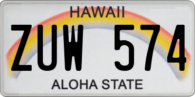 HI license plate ZUW574