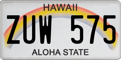 HI license plate ZUW575
