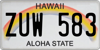 HI license plate ZUW583