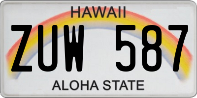 HI license plate ZUW587