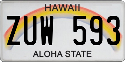 HI license plate ZUW593