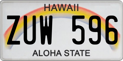 HI license plate ZUW596