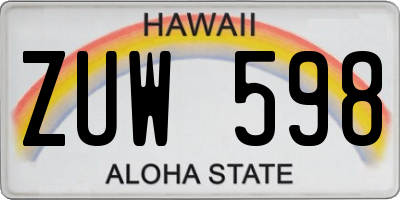 HI license plate ZUW598