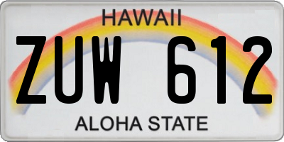 HI license plate ZUW612