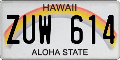 HI license plate ZUW614