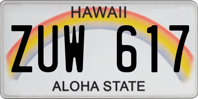 HI license plate ZUW617