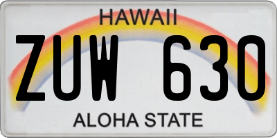 HI license plate ZUW630