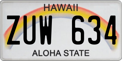 HI license plate ZUW634
