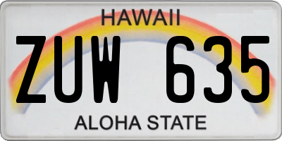 HI license plate ZUW635