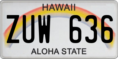 HI license plate ZUW636