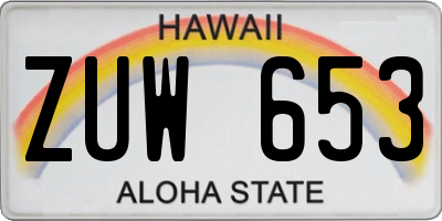 HI license plate ZUW653