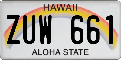 HI license plate ZUW661