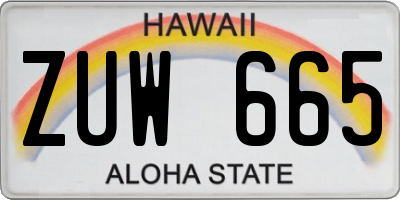 HI license plate ZUW665