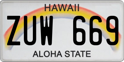 HI license plate ZUW669