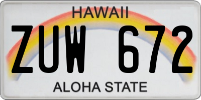 HI license plate ZUW672