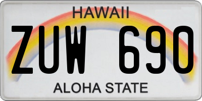 HI license plate ZUW690