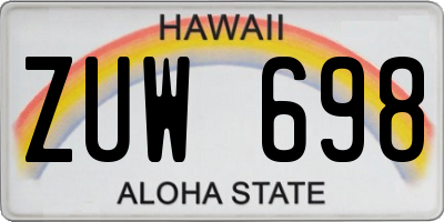 HI license plate ZUW698