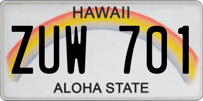 HI license plate ZUW701
