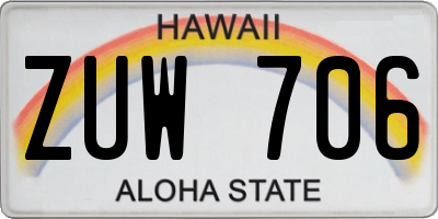 HI license plate ZUW706