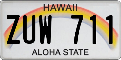 HI license plate ZUW711