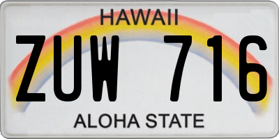 HI license plate ZUW716