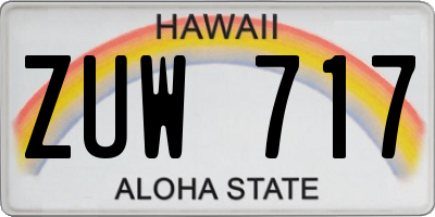 HI license plate ZUW717