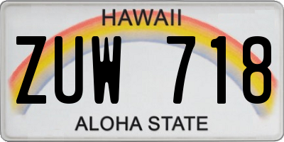 HI license plate ZUW718