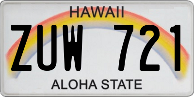 HI license plate ZUW721