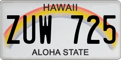 HI license plate ZUW725