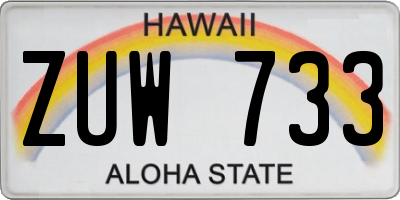 HI license plate ZUW733
