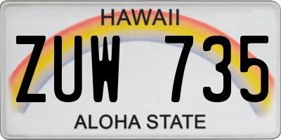 HI license plate ZUW735