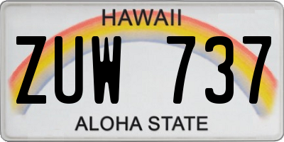 HI license plate ZUW737