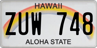 HI license plate ZUW748
