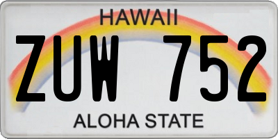 HI license plate ZUW752
