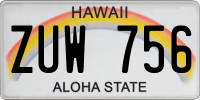 HI license plate ZUW756