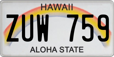HI license plate ZUW759