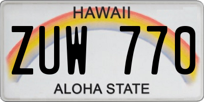 HI license plate ZUW770