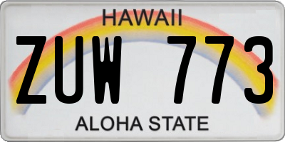 HI license plate ZUW773