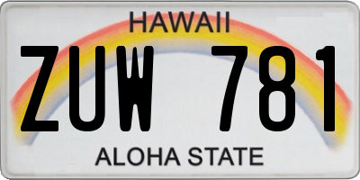HI license plate ZUW781
