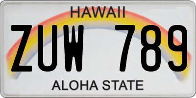 HI license plate ZUW789