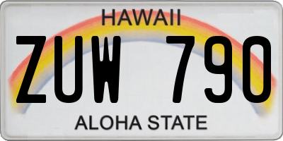 HI license plate ZUW790