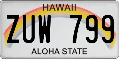 HI license plate ZUW799