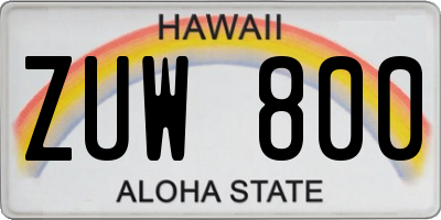HI license plate ZUW800