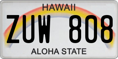 HI license plate ZUW808