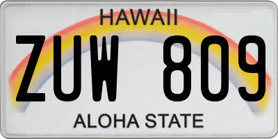 HI license plate ZUW809